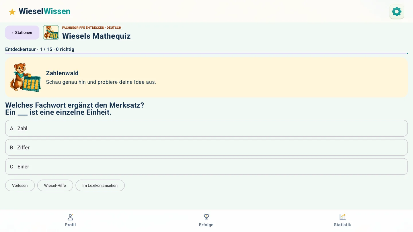 Mathequiz für die Grundschule: Fachbegriffe mit Aufgaben und Merksätzen lernen.