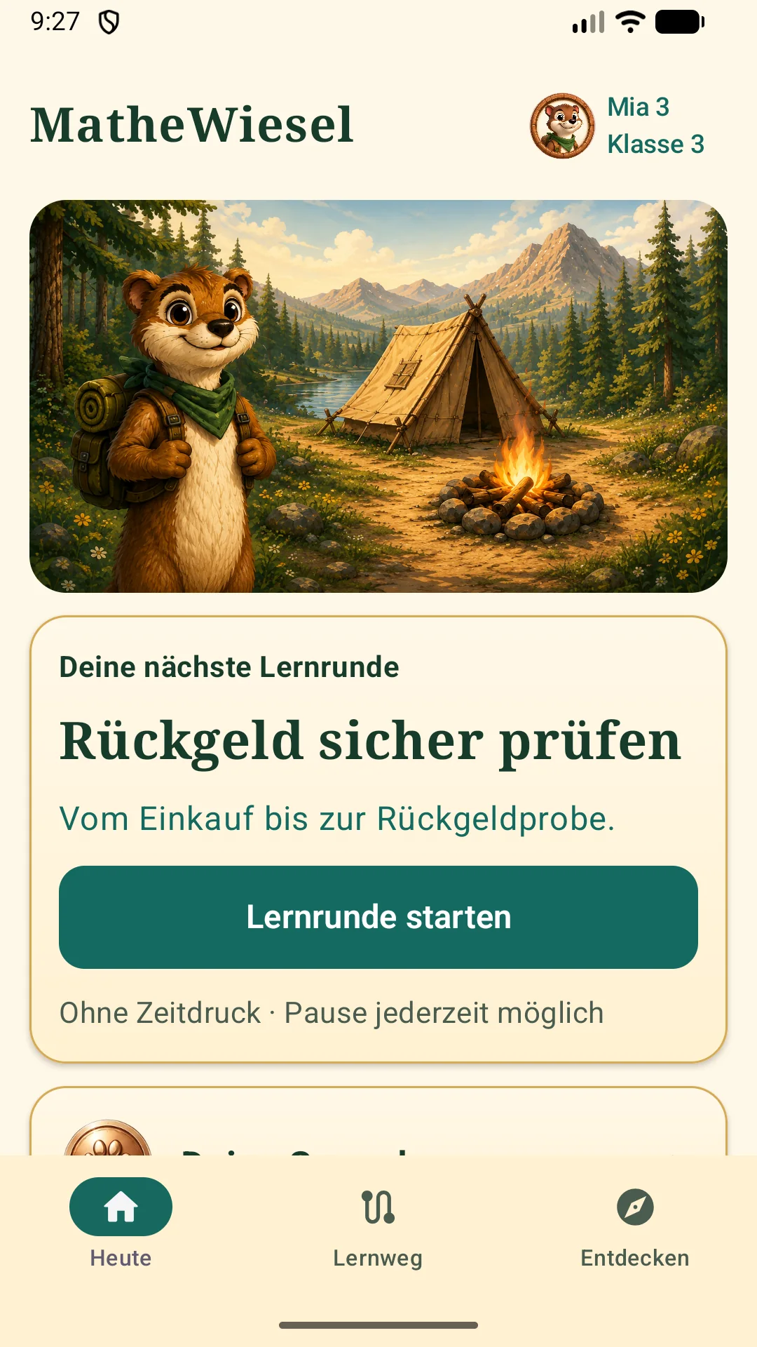 Startansicht der Wimmelwiesel-App