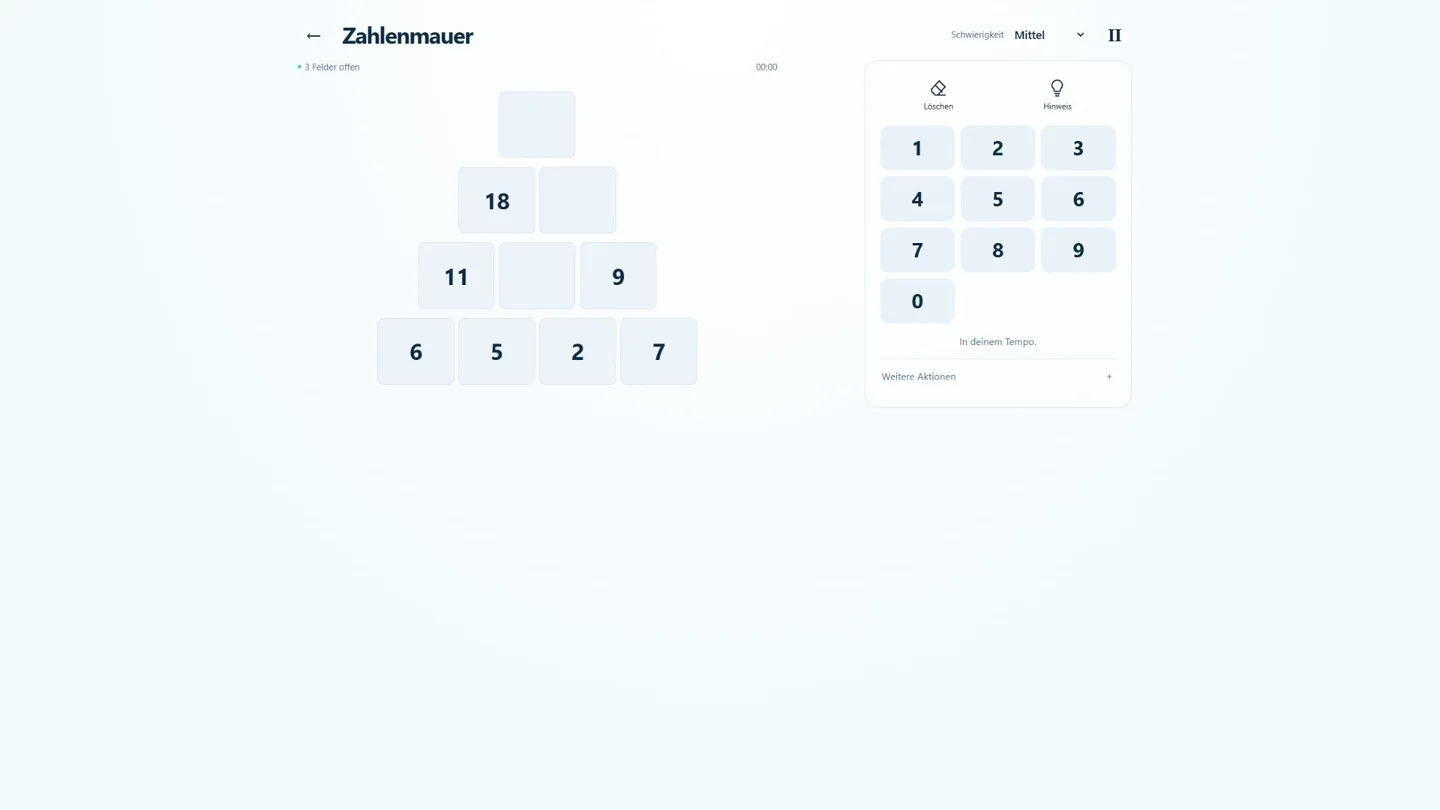 Eine Zahlenmauer in ZaRaster